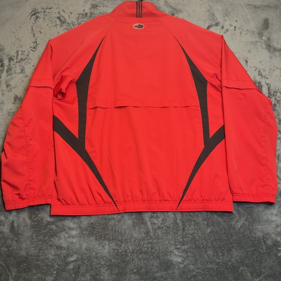 Adidas Windbreaker Jacket Mens Large Red Black Striped Wind Resistant Outdoor - Picture 2 of 12
